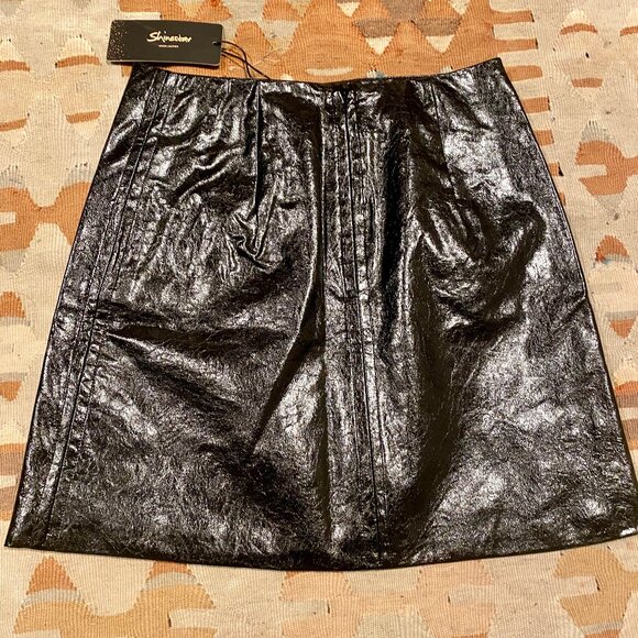 NWT Shinestar Vegan Leather Black Mini Skirt Size Small,‎ Stylish and Chic - Picture 2 of 5